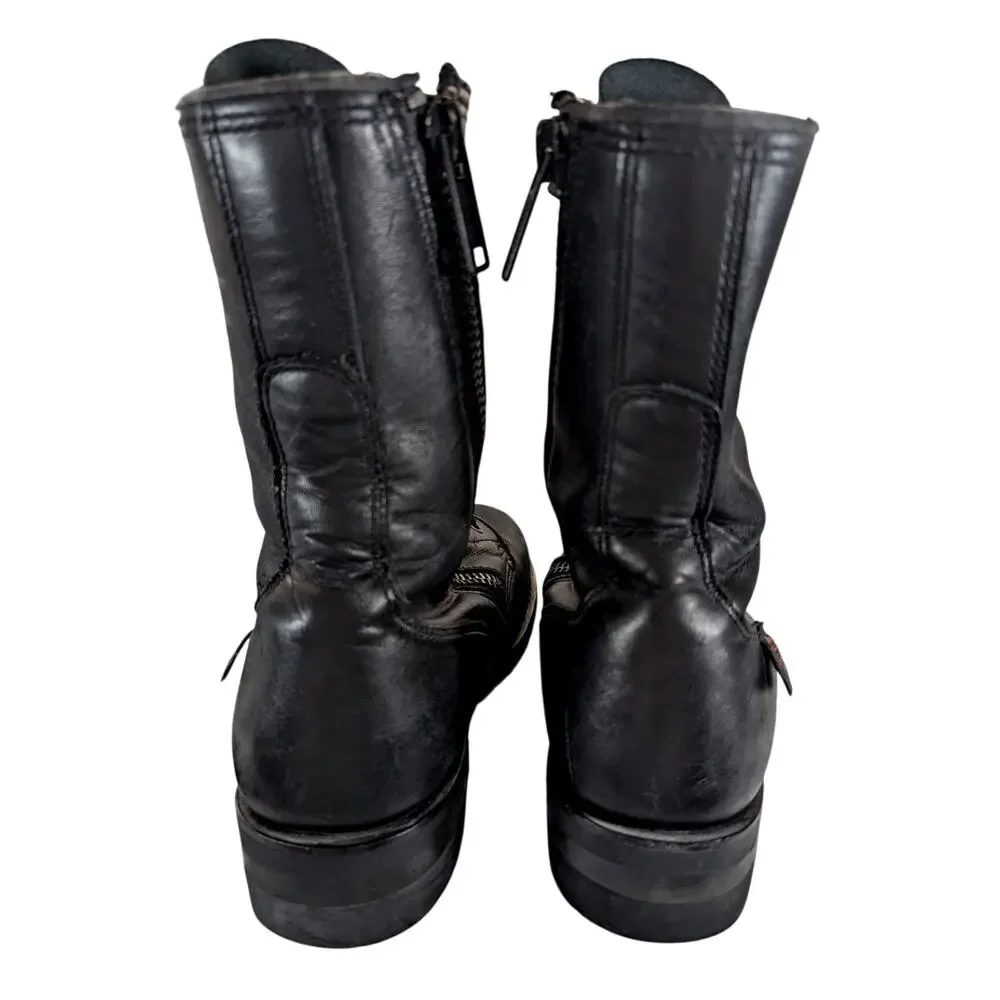 HARLEY DAVIDSON! BLACK GENUINE LEATHER CLASSIC HEAVY DUTY BIKER BOOTS! SZ 11M